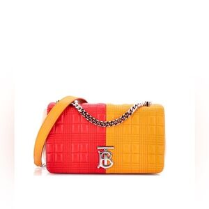 Burberry Red and Orange Quilted Lambskin  Bag
